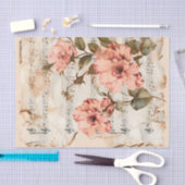 ラブリーピンクのバラヴィンテージスタイルミュージックシート 薄葉紙 (クラフト)