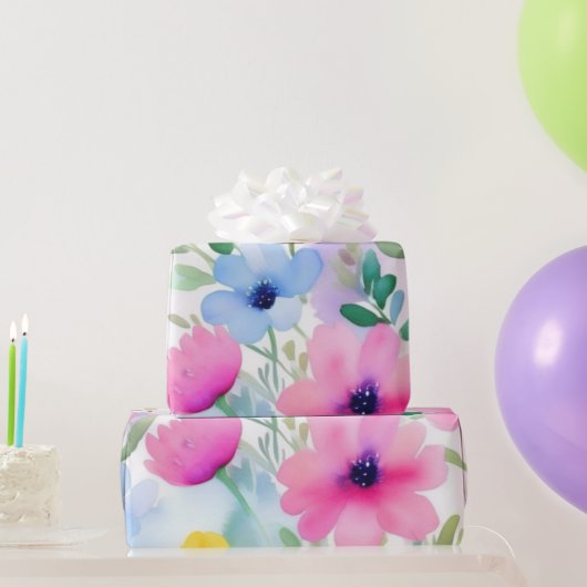 ラブリーピンクの花のラッピング紙 ラッピングペーパー (パーティーギフト)