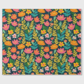 ラブリーピンクの花のラッピング紙 ラッピングペーパー (フラット)