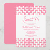 ラブリーピンクアンドホワイトパズル市松模様にスウィート16 招待状 (正面/裏面)
