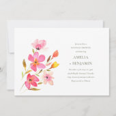 ラブリーピンクウォーターカラーフローラカップルのシャワー 招待状 (正面)