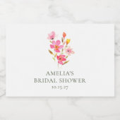 ラブリーピンクウォーターカラーフローラブライダルシャワー スパークリングワインラベル (シングルラベル)