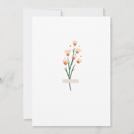 ラブリーピンクウォーターカラーワイルドフラワーブライダルシャワー 招待状 (裏面)