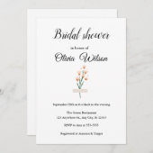 ラブリーピンクウォーターカラーワイルドフラワーブライダルシャワー 招待状 (正面/裏面)