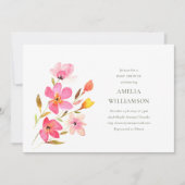 ラブリーピンクウォーター色のフローラベビーシャワー 招待状 (正面)