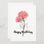 ラブリーピンクカーネーションズブーケ誕生日カード サンキューカード (正面/裏面)