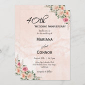 ラブリーピンククリーム結婚フローラ記念日 招待状 (正面/裏面)