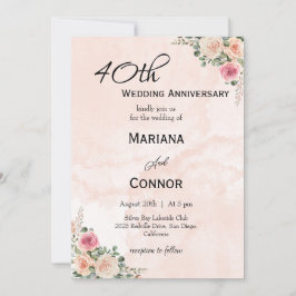 ラブリーピンククリーム結婚フローラ記念日 招待状