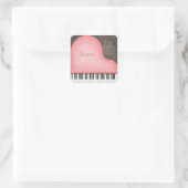 ラブリーピンクグランドピアノ音楽愛好家パーソナライズされた スクエアシール (バッグ)