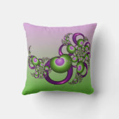 ラブリーピンクグリーンハートモダンフラクタル名 クッション (裏面)