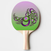 ラブリーピンクグリーンハートモダンフラクタル名 卓球ラケット (裏面)