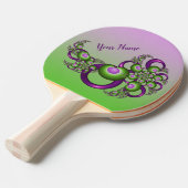 ラブリーピンクグリーンハートモダンフラクタル名 卓球ラケット (正面アングル)