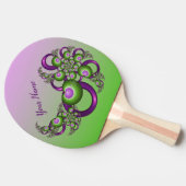 ラブリーピンクグリーンハートモダンフラクタル名 卓球ラケット (横)