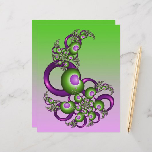 ラブリーピンクグリーンハートモダン抽象芸術フラクタル (正面/裏面インサイチュ)