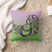 ラブリーピンクグリーンハートモダン抽象芸術フラクタル クッション (ブランケット)