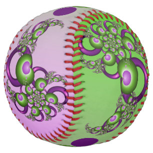 ラブリーピンクグリーンハートモダン抽象芸術フラクタル ソフトボール