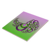 ラブリーピンクグリーンハートモダン抽象芸術フラクタル タイル (側面)