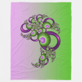 ラブリーピンクグリーンハートモダン抽象芸術フラクタル フリースブランケット (正面)
