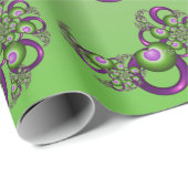 ラブリーピンクグリーンハートモダン抽象芸術フラクタル ラッピングペーパー (ロールコーナー)