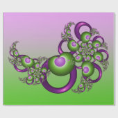 ラブリーピンクグリーンハートモダン抽象芸術フラクタル ラッピングペーパー (フラット)