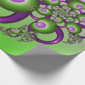 ラブリーピンクグリーンハートモダン抽象芸術フラクタル ラッピングペーパー (角)