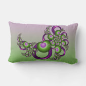 ラブリーピンクグリーンハートモダン抽象芸術フラクタル ランバークッション (裏面)