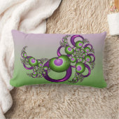 ラブリーピンクグリーンハートモダン抽象芸術フラクタル ランバークッション (ブランケット)