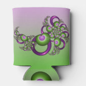 ラブリーピンクグリーンハートモダン抽象芸術フラクタル 缶クーラー (裏面)