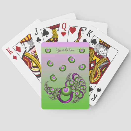 ラブリーピンクグリーンハート抽象芸術フラクタル名 トランプ (裏面)