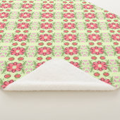 ラブリーピンクコーラルミンティグリーン花の毛布 シェルパブランケット (3/4)