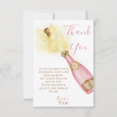 ラブリーピンクシャンパンバーブリーブランチ誕生日パーティー サンキューカード (正面)