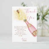 ラブリーピンクシャンパンバーブリーブランチ誕生日パーティー サンキューカード (スタンド正面)