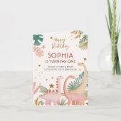 ラブリーピンクディノフォールディング招待状 招待状 (正面)