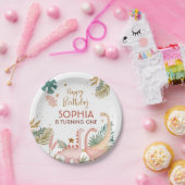 ラブリーピンクディノ ペーパープレート (パーティー)