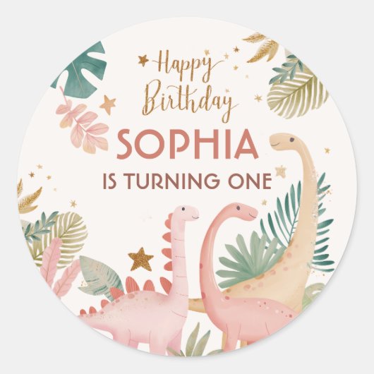 ラブリーピンクディノ ラウンドシール (正面)