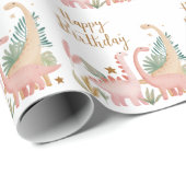 ラブリーピンクディノ ラッピングペーパー (ロールコーナー)