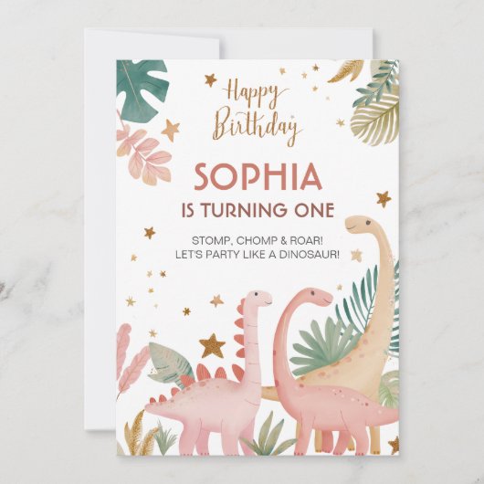 ラブリーピンクディノ 招待状 (正面)