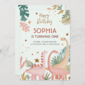 ラブリーピンクディノ 招待状 (正面/裏面)