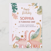 ラブリーピンクディノ 招待状 (正面/裏面)