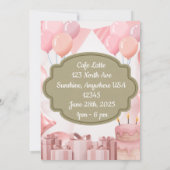 ラブリーピンクハッピー1st誕生日招待状 招待状 (裏面)