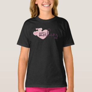 ラブリーピンクハートハッピーマザーズデイリンガーシャツ Tシャツ