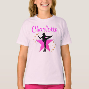 ラブリーピンクパーソナライズされたスケートで滑るプリンセスアパレル Tシャツ