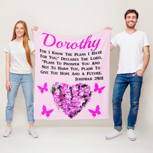 ラブリーピンクフローラジェレミア29:11パーソナライズされた フリースブランケット (インサイチュ)