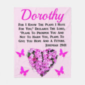 ラブリーピンクフローラジェレミア29:11パーソナライズされた フリースブランケット (正面)