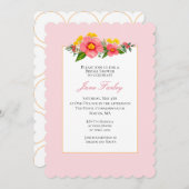 ラブリーピンクフローラブライダルシャワー招待 招待状 (正面/裏面)