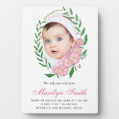 ラブリーピンクフローラリース写真誕生のお知らせ フォトプラーク (正面)