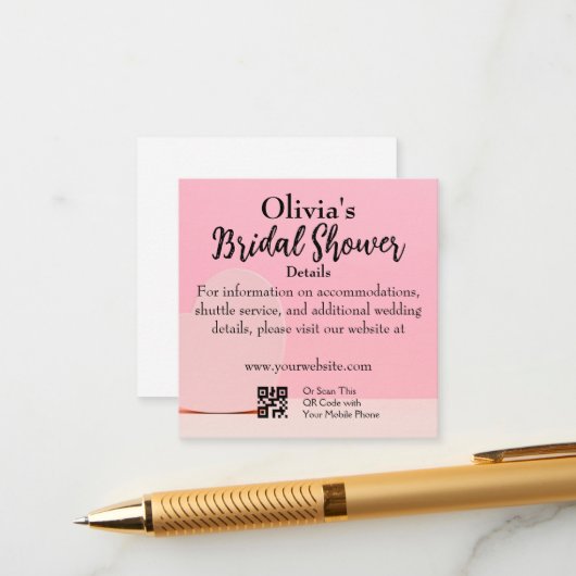 ラブリーピンクブライダルシャワー詳細 エンクロージャーカード (正面/裏面インサイチュ)