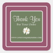 ラブリーピンクマゼンタオリーブグリーンデイジーありがとう スクエアシール (正面)