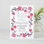 ラブリーピンクローズウォーターカラー結婚式招待状 招待状 (スタンド正面)