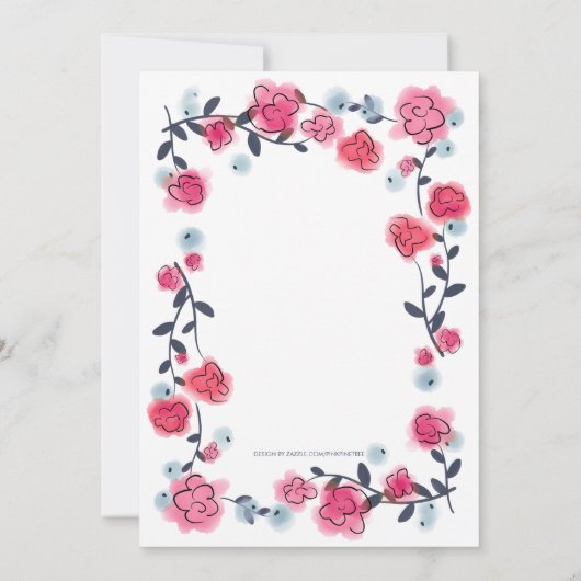 ラブリーピンクローズウォーターカラー結婚式招待状 招待状 (裏面)